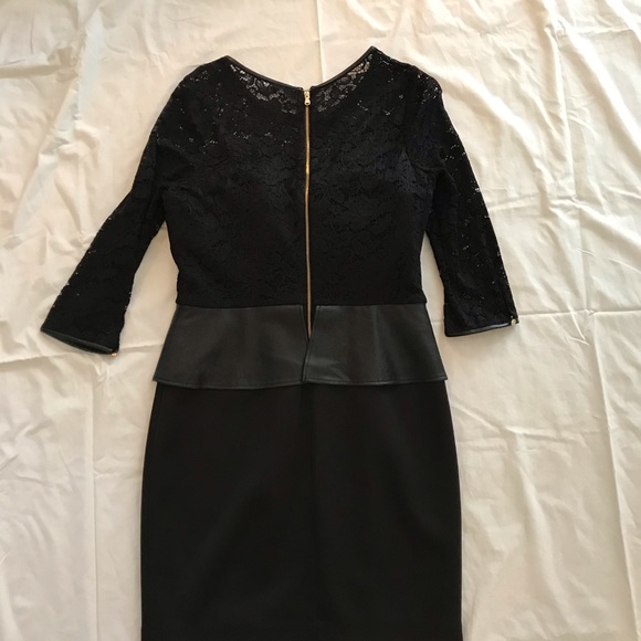 Guess Black Leather and Lace Peplum Dress 12 - Picture 3 of 5